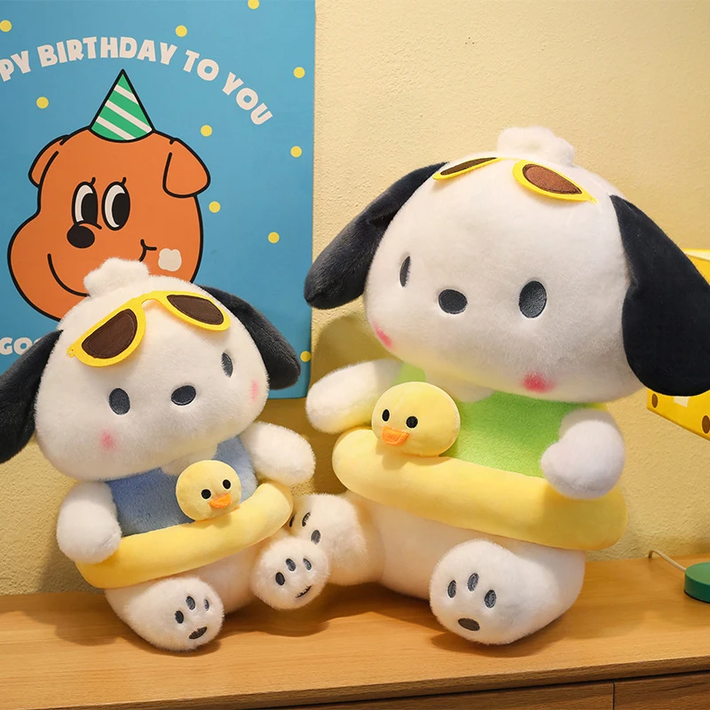 

Kawaii Plush Toy Cute Cartoon Pochacco Swimming Ring Sleeping Puppy Stuffed Doll Kids Birthday Gift Cuddly Baby Pillow