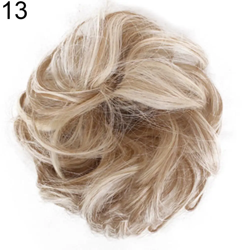 Extensiones de moño de pelo sintético para mujer, Scrunchies de Pelo elástico rizado desordenado, moño sintético, Donut Updo, piezas de cabello