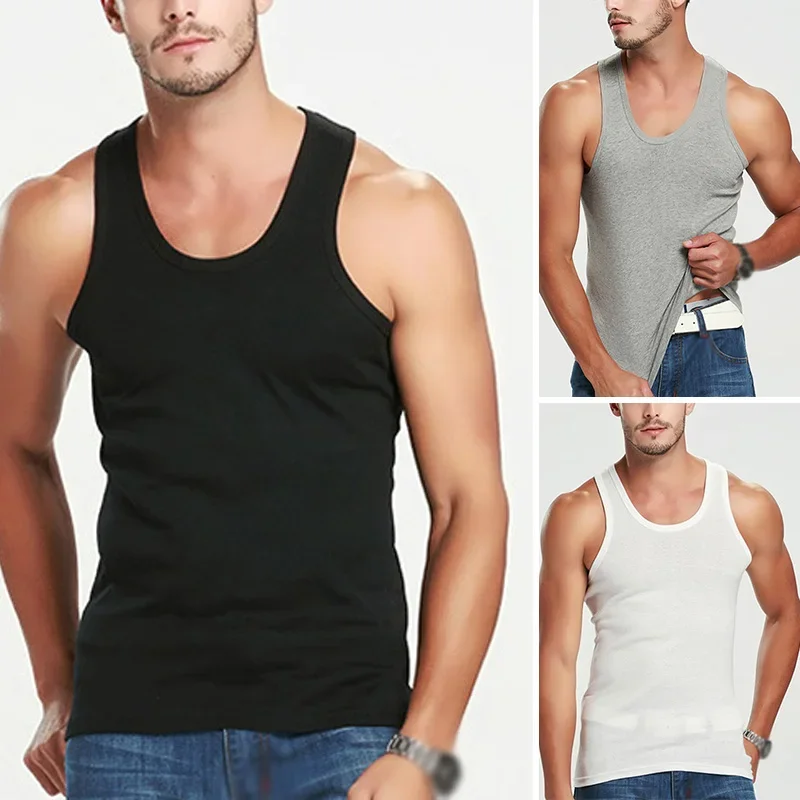 Kaus katun pria a-shirt TankTop kaus GYM pria kaus lembut TankTop pakaian dalam a-shirt kasual nyaman terbaik