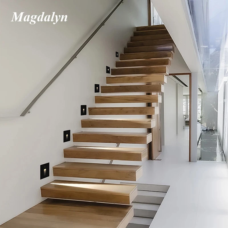 Magdalyn الخارجي أضواء لدرجات السلم خطوة الاستشعار مقاوم للماء الحديثة المنزل ديكو الألومنيوم الطابق الزاوية ليلة Led داخلي راحة الجدار مصباح