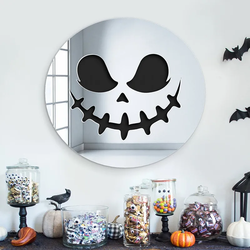 Acrylic Spooky Jack Decorative Mirror Wall Art Halloween Wall Decor for Bedroom living Room kids Room 3D Wall Decor Mirror