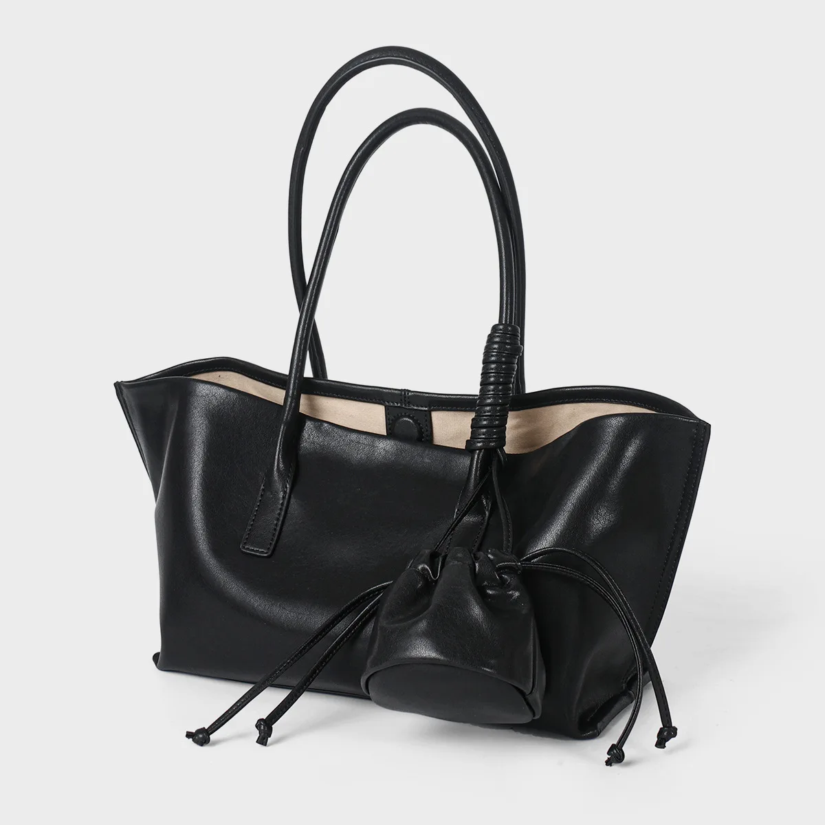 Korean Version Large-capacity Women's Shoulder Bag Fashion Underarm Tote Bag Top-grain Cowhide Versatile Commuter Women Handbag