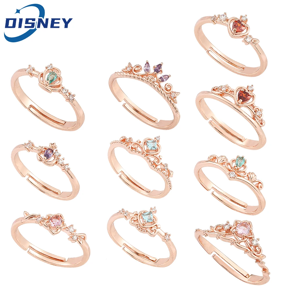 Princess Collection Adjustable Rings Snow White Cinderella Ariel Cartoon Jewelry Ring Designer Wedding Brand Accessories