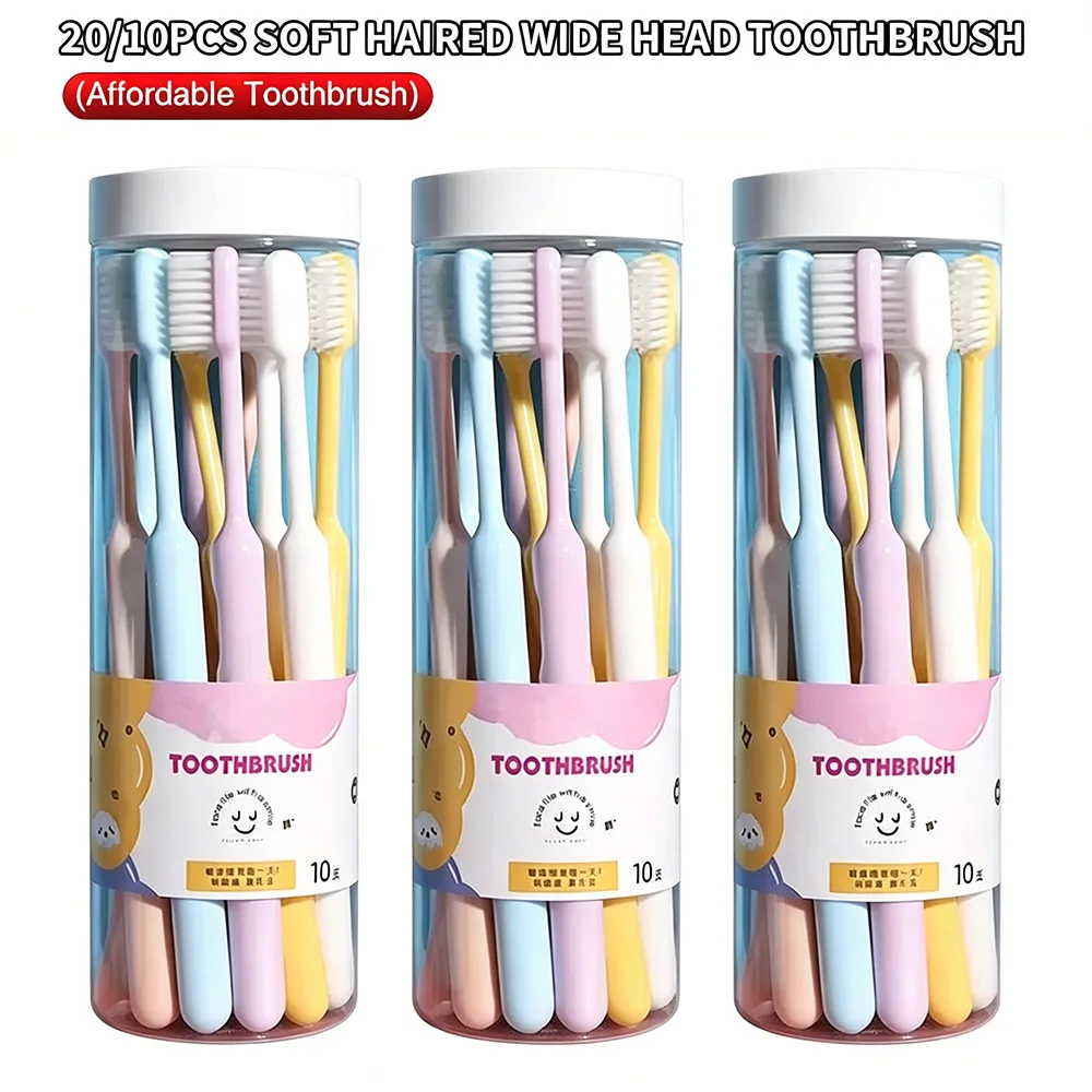 10/20 Pcs Ultra Soft Fine Bristle Toothbrush Set, Portable Bucket Packaging, Multifunctional Oral Brush for Family Couple Guest