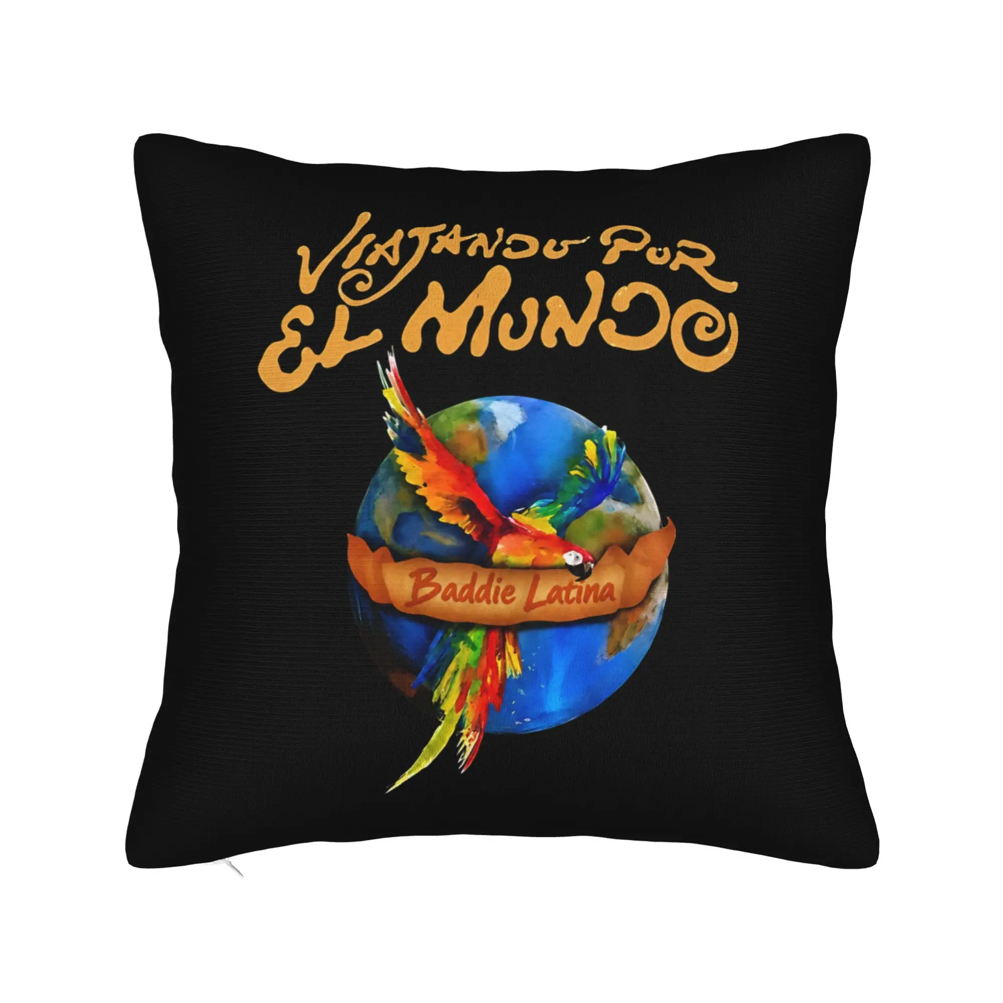 Pillow Cover Karol G Travel The World Macaw Globe Baddie Latina Art  Cute Pillow Case For Sofa Couch Bed Living Room Pillowcases