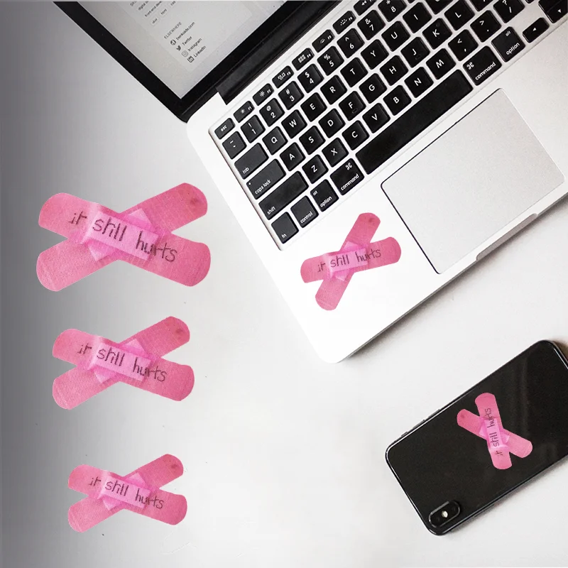 

1PC Pink 3D Effect Band-Aid Motorcycle Stickers Waterproof for Electric Scooter Body Laptop Water Bottles Funny Vinyl Decals