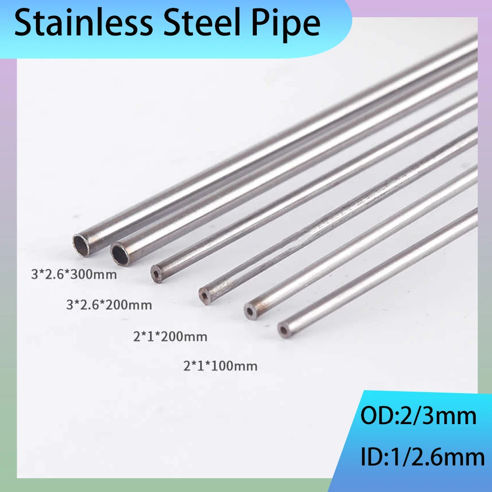 5Pcs Long 100mm 200mm Stainless Steel Transmission Shaft Tube OD 2mm 3mm Hollow Circular Shaft For DIY Handmade Model Car