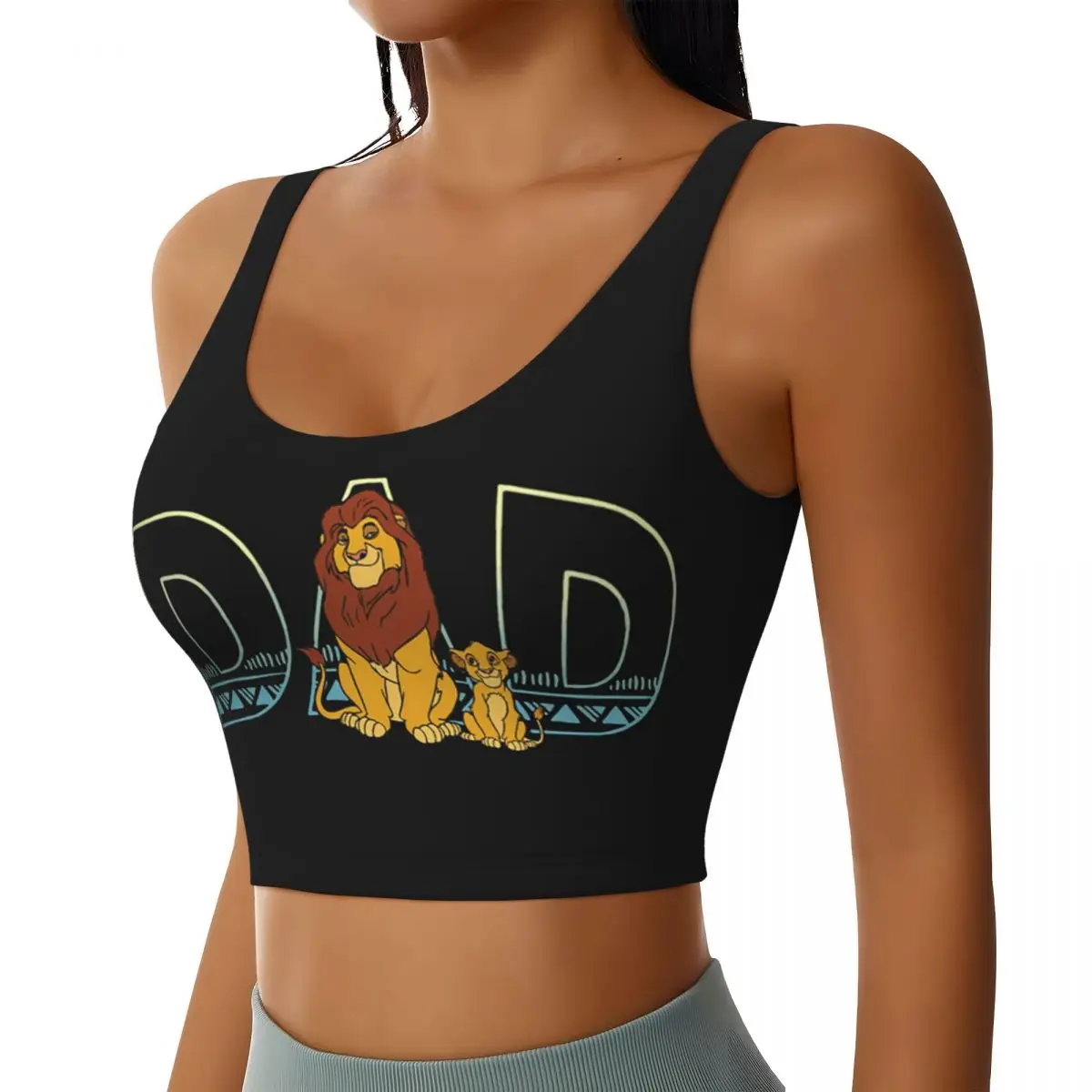 Custom Dad The Lions King Workout Crop Tank Tops Women Seamless Running Yoga Sports Bras