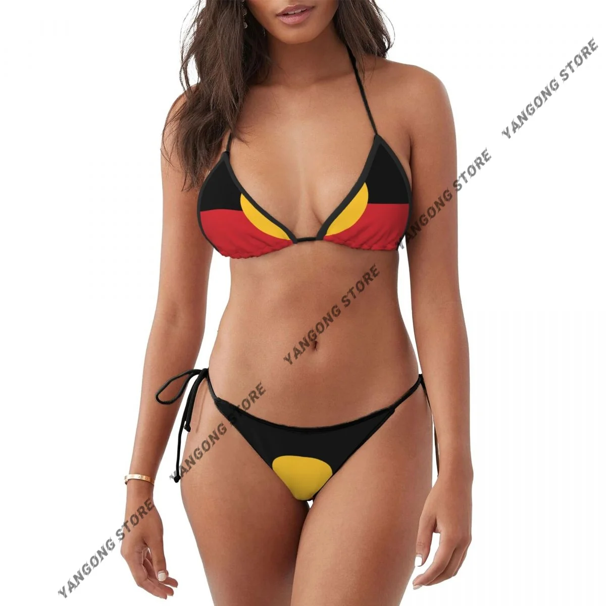 

Sexy Micro Bikini Australian Aboriginal Flag Print Swimsuit Woman Swimwear Thong Bikini Set Brazilian Bathing Suit Beach Wear