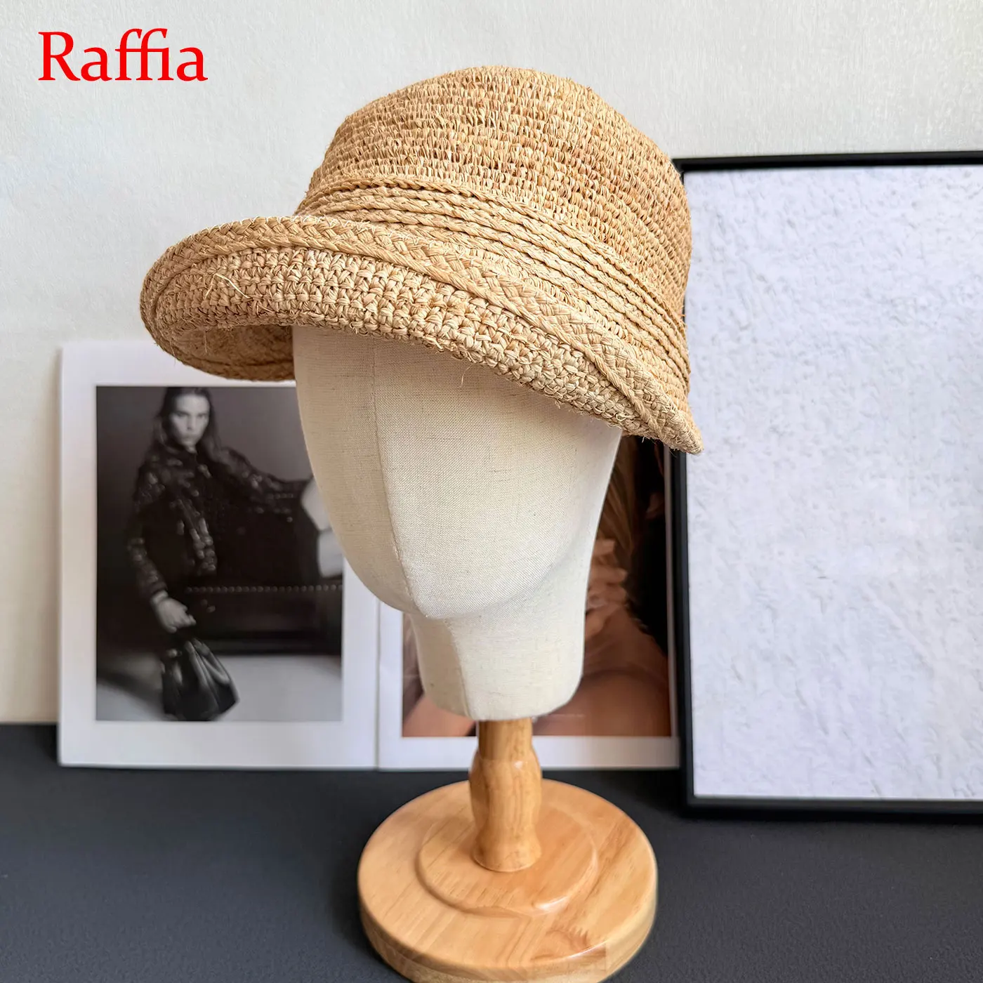 100% Raffia Equestrian Hat For Women Summer Korean Designer Casual Sun Hat Vacation Wide Brim Hat  Hip Hop Custom Baseball Caps