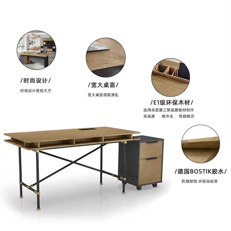 Single office table with drawers, staff desk, staff combination work station, desktop computer desk and chair, light luxury