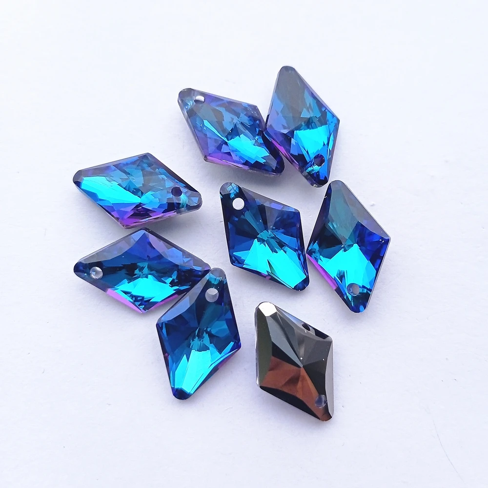 12x19MM Rhombus Single Hole Glass Rhinestone Pendant Quadrilateral High Quality Crystal AB Diamond for Clothes Dress Decoration