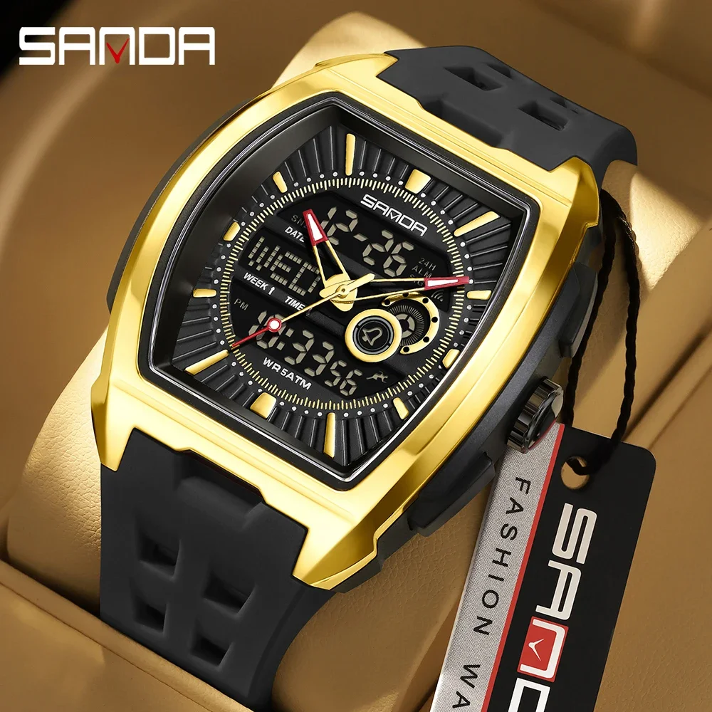 

SANDA 5118 brand's new electronic watch digital multifunctional fashion trend men's watch silicone waterproof alarm clock men-1