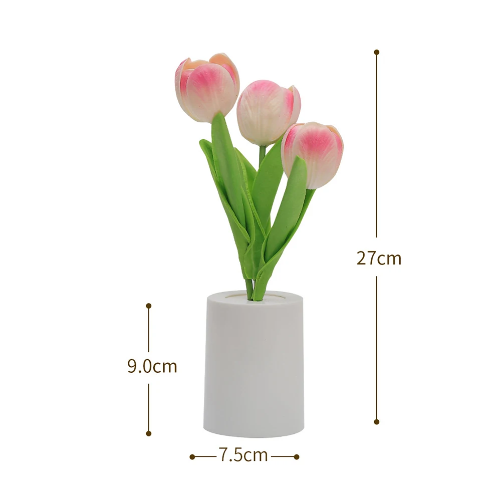 LED Night Light Simulation Tulip Sunflower Flower LED Table Lamp Battery Power for Home Decorative Bedroom Bedside Sleep Lamp