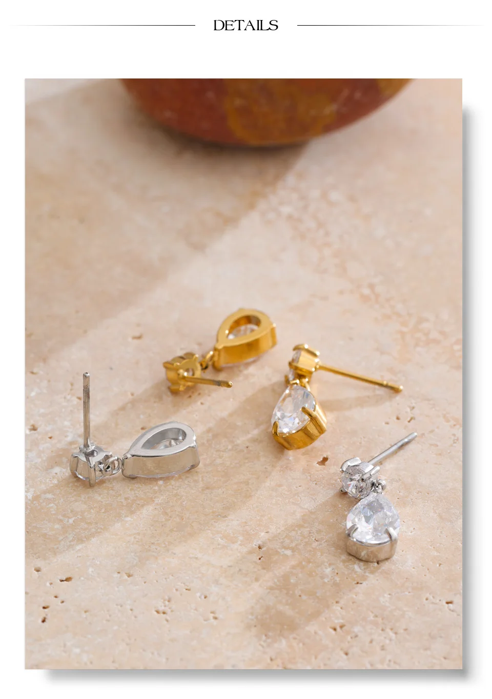 Yhpup Bling glänzende AAA-Kubikzirkonia-Wassertropfen-Ohrringe, täglich, klassisch, hochwertiger Edelstahl, modischer Premium-Schmuck, Geschenk – Detail 10