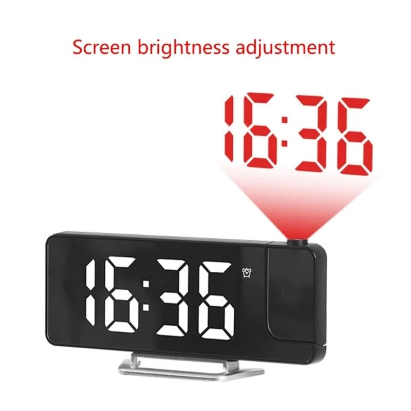 97qc 180 ° Rotation Projection Récipient d'alarme avec température du temps Snipon l'alarme numérique Horloge table 12