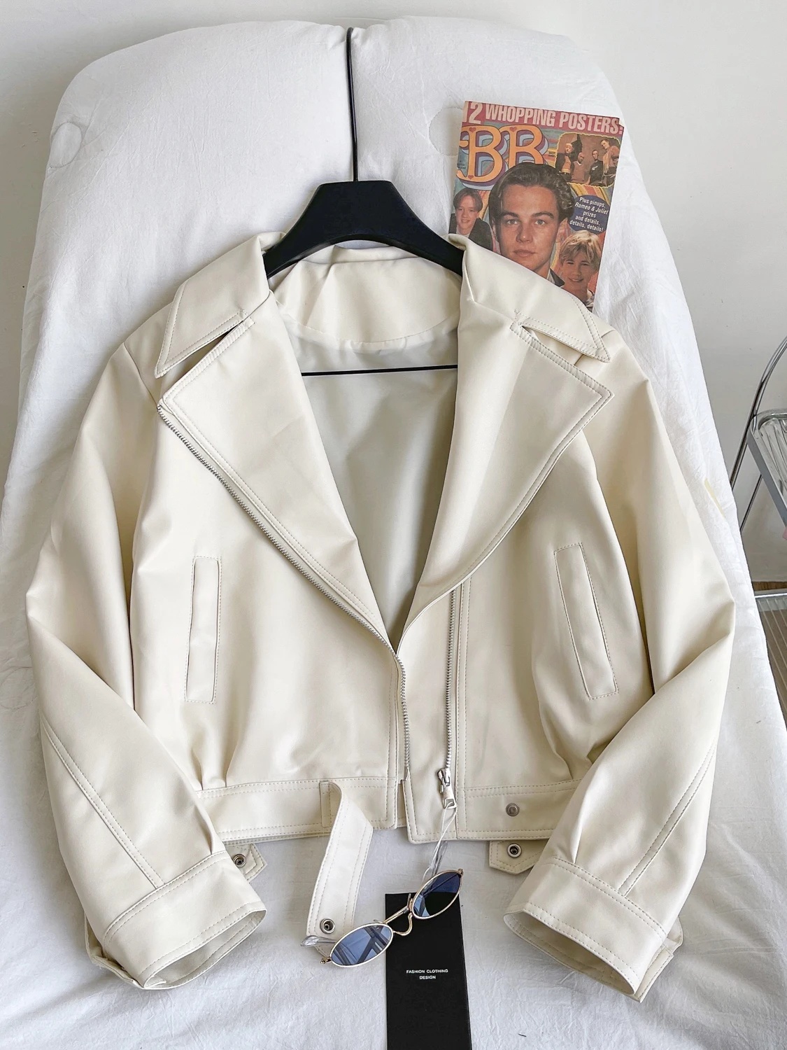 Faionable cuir PU Biker Jaet femmes ort Sle avec col montant boutonné tenue décontracté pour la saison d'automne