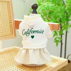 1PC Pet Apparel Dog Spring Autumn White American California Princess Dress With Drawstring Buckle For Small Medium Dogs