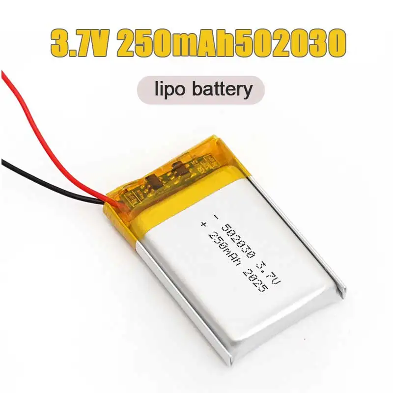 

1-10pcs 502030 602030 Lipo 250mAh 3.7V Polymer Rechargeable Lithium-ion Battery for Toys Smart Bluetooth Headphones LED Lights