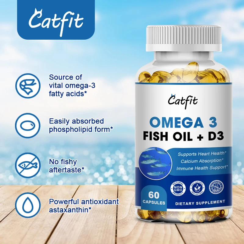 Catfit Omega-3 Fish Oil Rich In DHA and EPA Improve Bad Mood Relieve Stress Strengthen The Brain Improve Memory&Intelligence