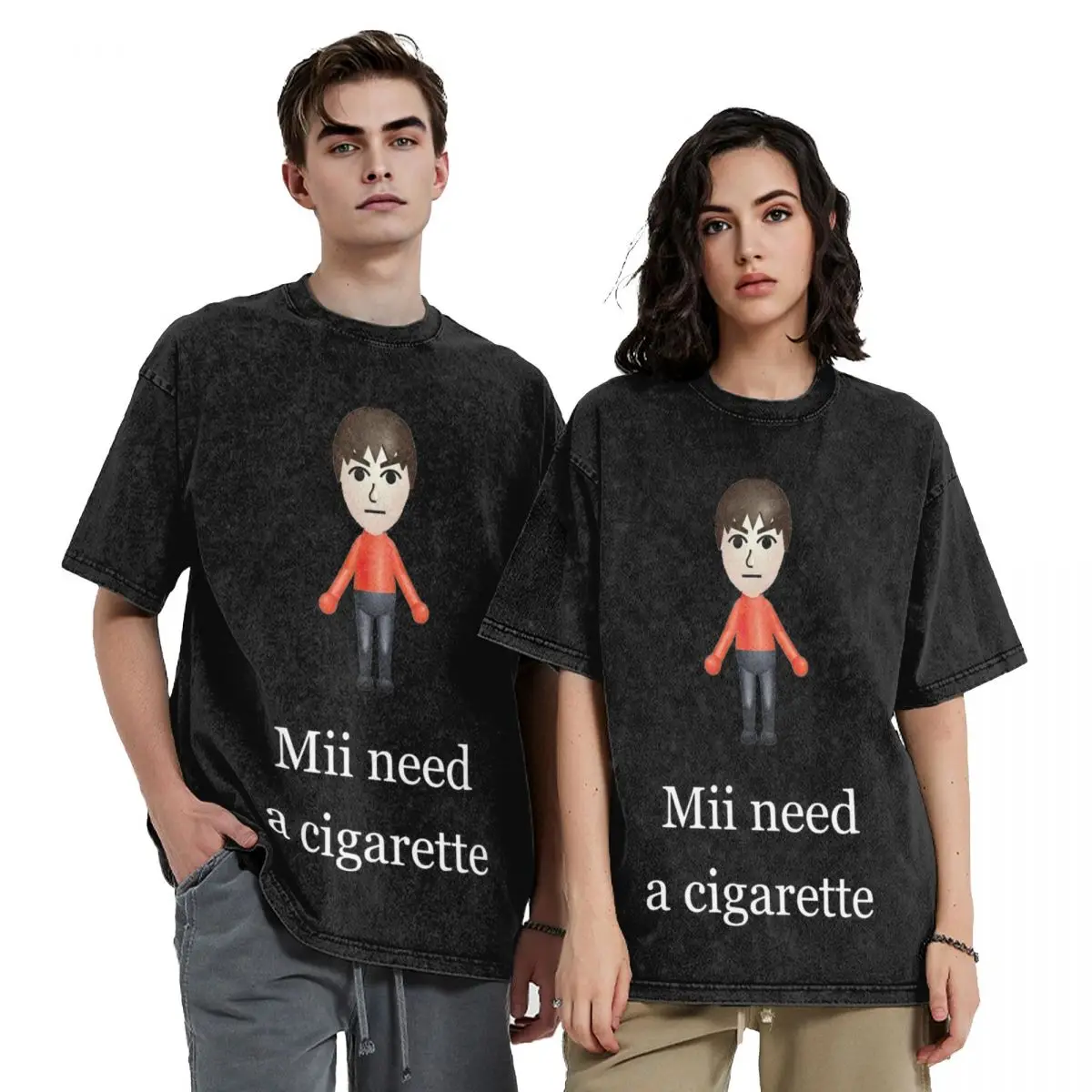 Printed Mii Need A Cigarette Shirts Accessories Streetwear Hip Hop Fashion T-Shirts Mii Brawler Tees Men Women 100% Cotton