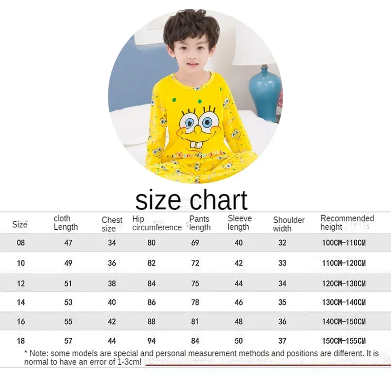 Pigiama SpongeBob per bambini Set Cartoon Anime maniche lunghe pantaloni lunghi vestito bambino autunno calore homewear ragazza ragazzo vestiti carini