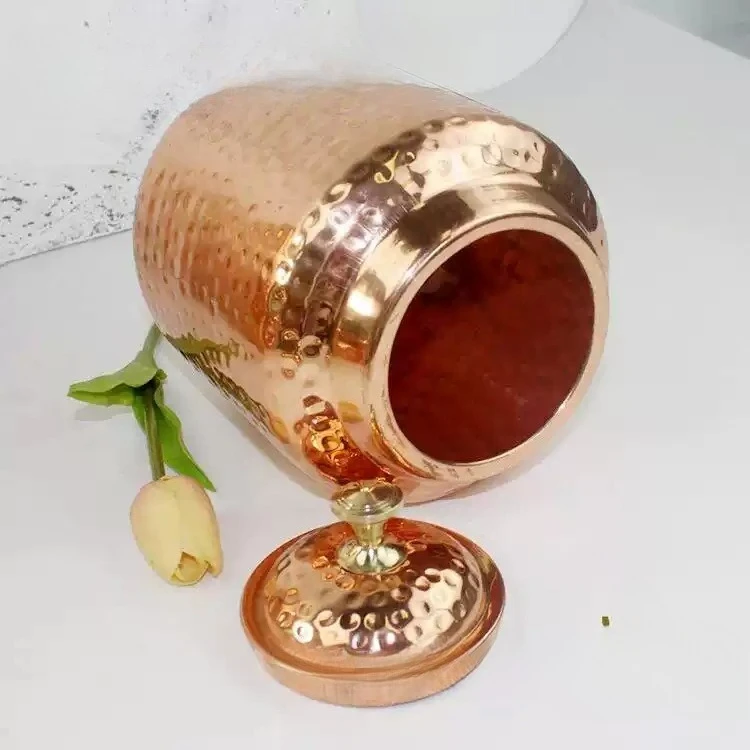 Hand-Made Antique Solid Copper Pitcher, 4.8L Vintage Decorative Indian Water Storage Kettle, Single Piece