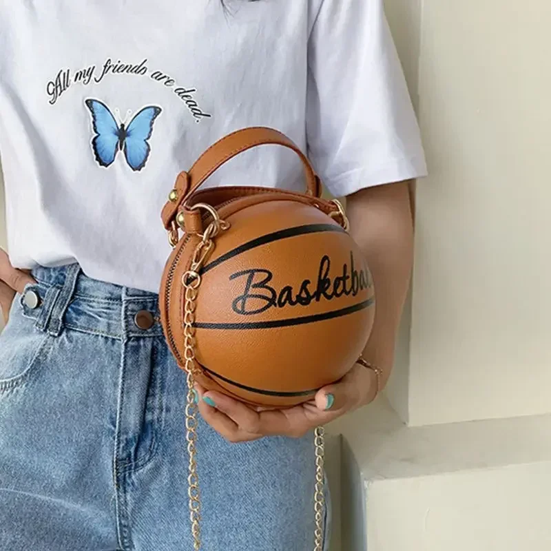 

Basketball Women's Bag New Network Red Football Personalized Fun Pink Basketball Bag Ins Versatile Chain Shoulder PU
