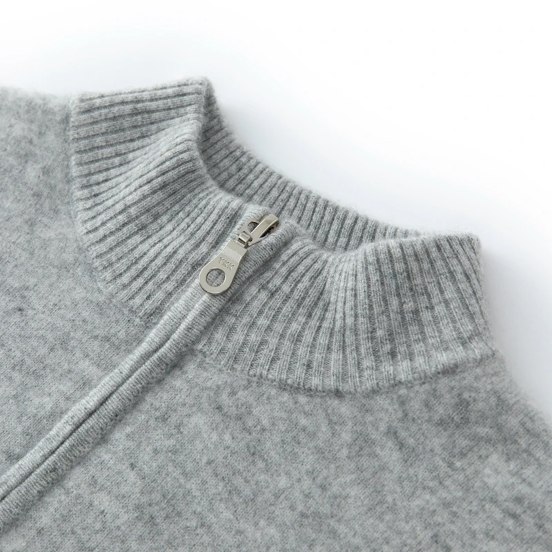 CHICUU Men's 100% Cashmere Sweater Zipper Pullover Mock Neck Long Sleeve Basic Cashmere Knitwear Autumn Winter Clothing Tops