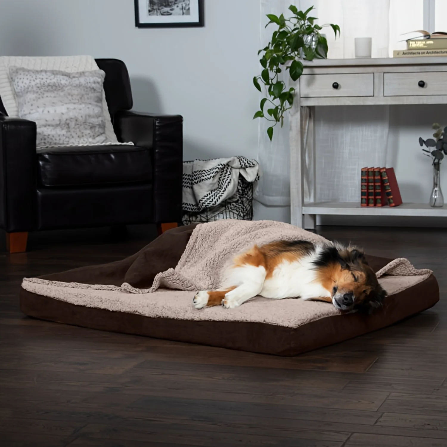 Large Orthopedic Memory Foam Dog Bed - Ultimate Comfort with Waterproof Layer, Removable Washable Cover, Nonskid Bottom, and Plu