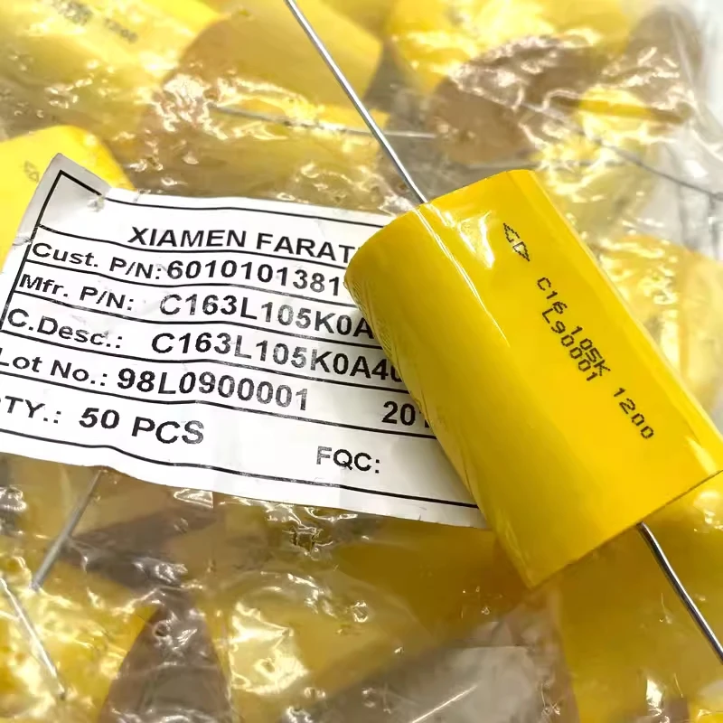

Xiamen Farad C163L 1.0uf 105 1uf 1200v 1.2kv Axial Copper Pin IGBT Thin Film Capacitor