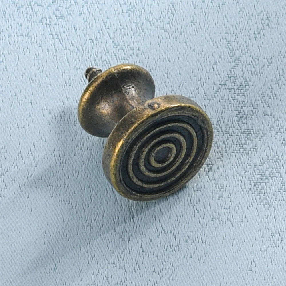10pcs Single Hole Mini Knob w/screws Antique Bronze Retro Simple Round Pull Cabinet Handle Drawer Hardware Solid Metal Vintage