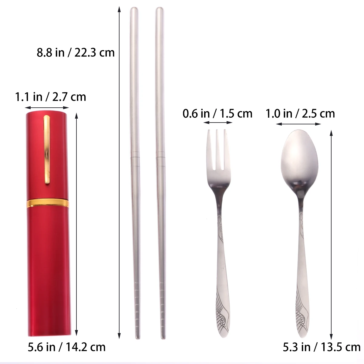 

Folding Chopsticks Tableware Set Portable Spoons Fork Stainless Steel Cutlery Travel Dinner Service 3 Piece
