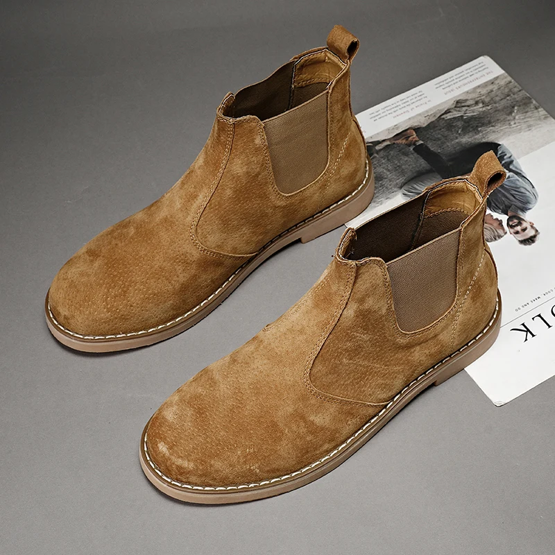 

Chelsea Men Boots Autumn Winter Retro Trend Mid Top Boots Frosted Simple Comfortable Warm High-end Feeling Business Leisure