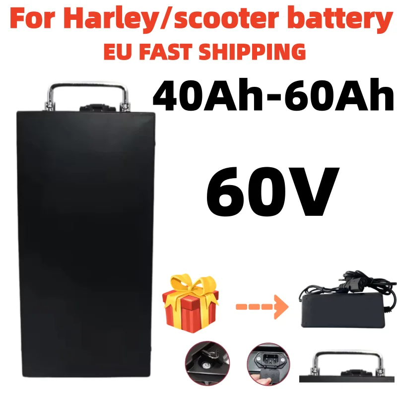 Image of 60V 40Ah/50Ah/60Ah Elektromotorrad Harley Zweirad Faltbares Citycoco Elektromotorrad Lithium-Ionen-Akku 2000W, Gratis-Ladegerät