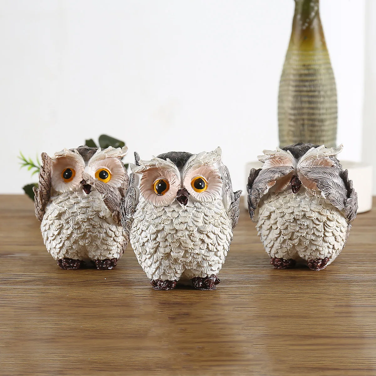 1/3Pcs Desktop Owl Ornaments, Home Decoration, Retro Owl, Don’T Listen, Don’T Say, Don’T See, Three-Piece Ornaments, Living Room, Entrance, Study,
