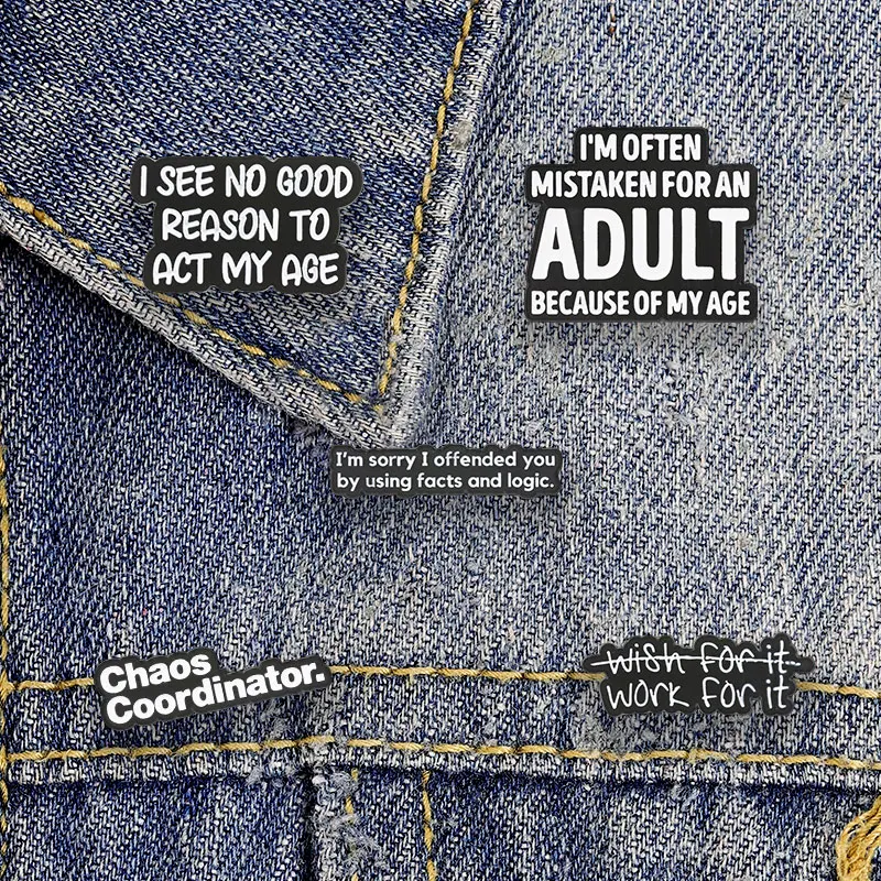 Funny Adulting Quote Enamel Badge Pin Brooch Sarcastic Saying Lapel Pins Humorous Text Metal Badges For Backpack Clothing Gift