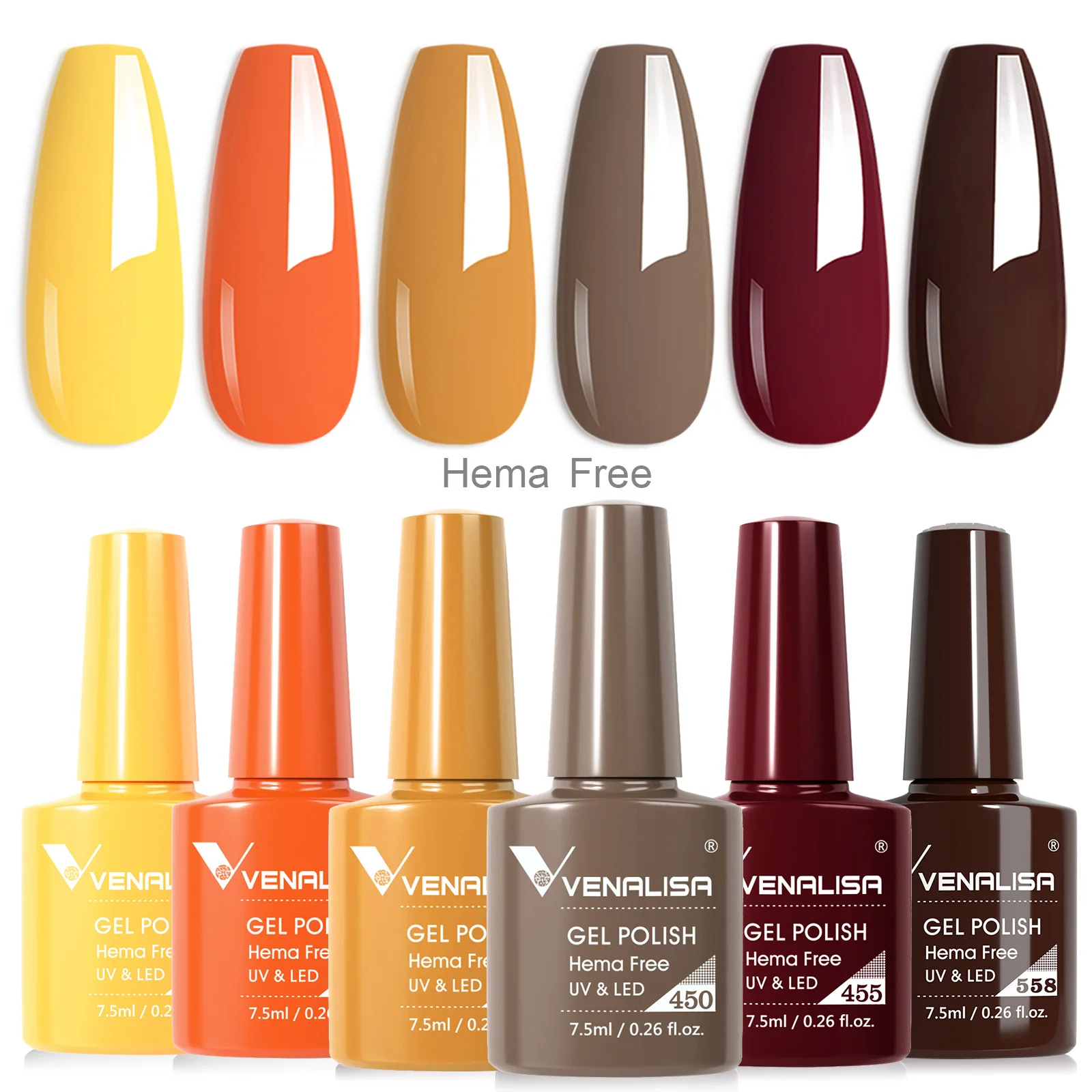 Venalisa Nagel-Gel-Nagellack, Herbstfarbe, TPO-frei, Herbstsaison, Gel-Nagellack-Set, Soak Off UV-LED, semi-permanentes Nagelgel, 6 Stück/Set – Detail 5