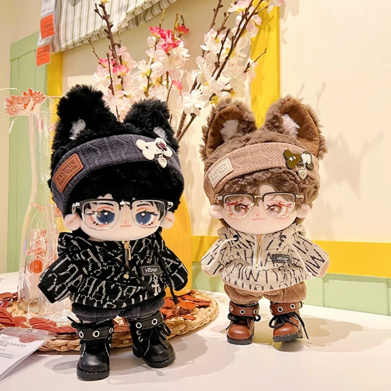 Boy Cool Handsome Fashion Popular Elements Hoodie Hairband Shorts Clothes Suit 10/20CM Plush Doll Casual Outfit Gift