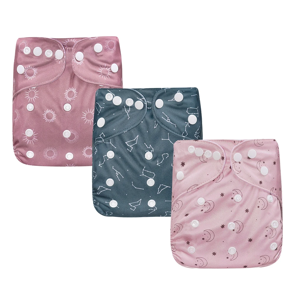 HappyFlute New 3Pcs Set Suede Cloth Inner Washable&Reusable Absorbent Ecological Adjustable Baby Cloth Diaper