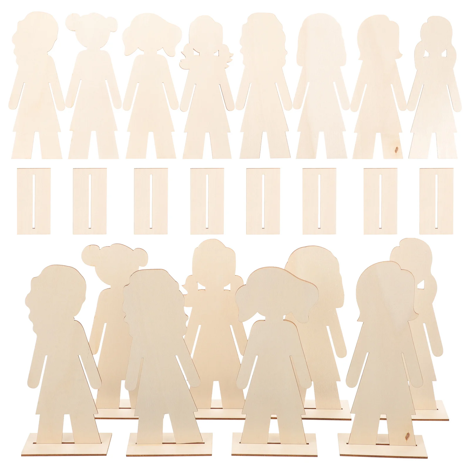 

20pcs Wooden People Cutouts Unfinished Wood Slices For Diy Crafts Blank Graffiti Ornaments Decorative Hanging Supplies Party