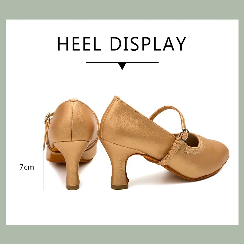 Women Dancing Shoes leather Modern Dance Shoes Ladies High Heels Soft sole Tango Latin Waltz Dance Shoes Ballroom Girls 7cm