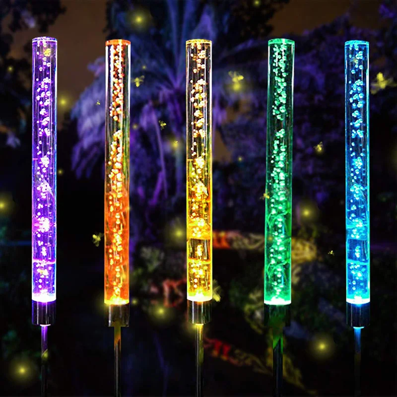 1/2Pcs Solar Tube Lamp Backyard Stake Decorations Outdoor Garden Color Changing For Garden Patio Backyard Pathway Decoration