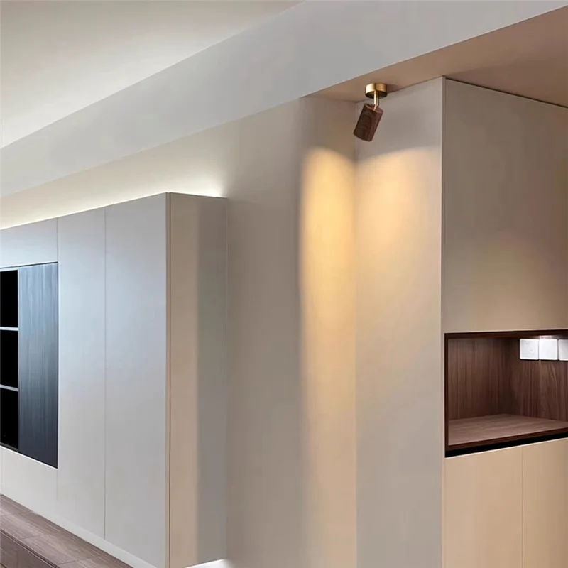 ABVA-Aluminum Material Adjustable Angle Led Spot Light Mounted Spotlights Small Ceiling Lamp Walnut Design