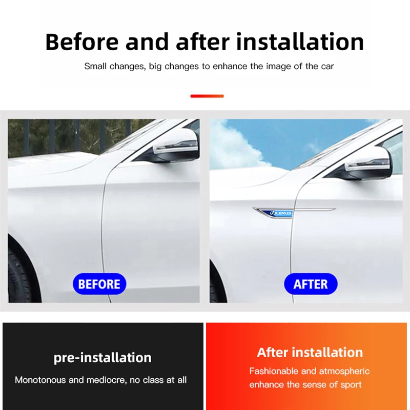 جسم السيارة واقية ملصق معدني سيارة درابزين الجانب شفرة شارة لكزس GS IS LS500h ES260 ES300h RX350h NX260 UX260 LM RZ450e