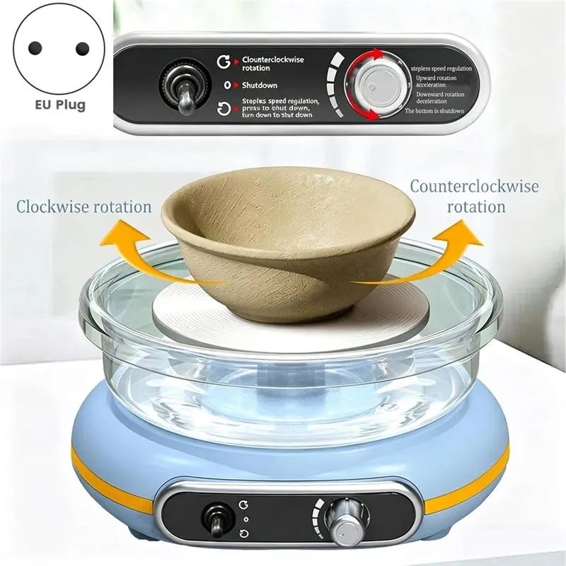 FAST-Mini Pottery Wheel-Electric Pottery Machine For Kids& Adults, DIY Home Pottery Tool,Portable Wheel EU Plug