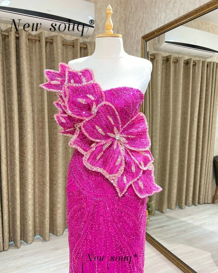 2025 Fuchsia Heavy Beaded Long Evening Dresses with Detachable Train Customized Dubai Two Pieces Wedding Reception Party Gowns