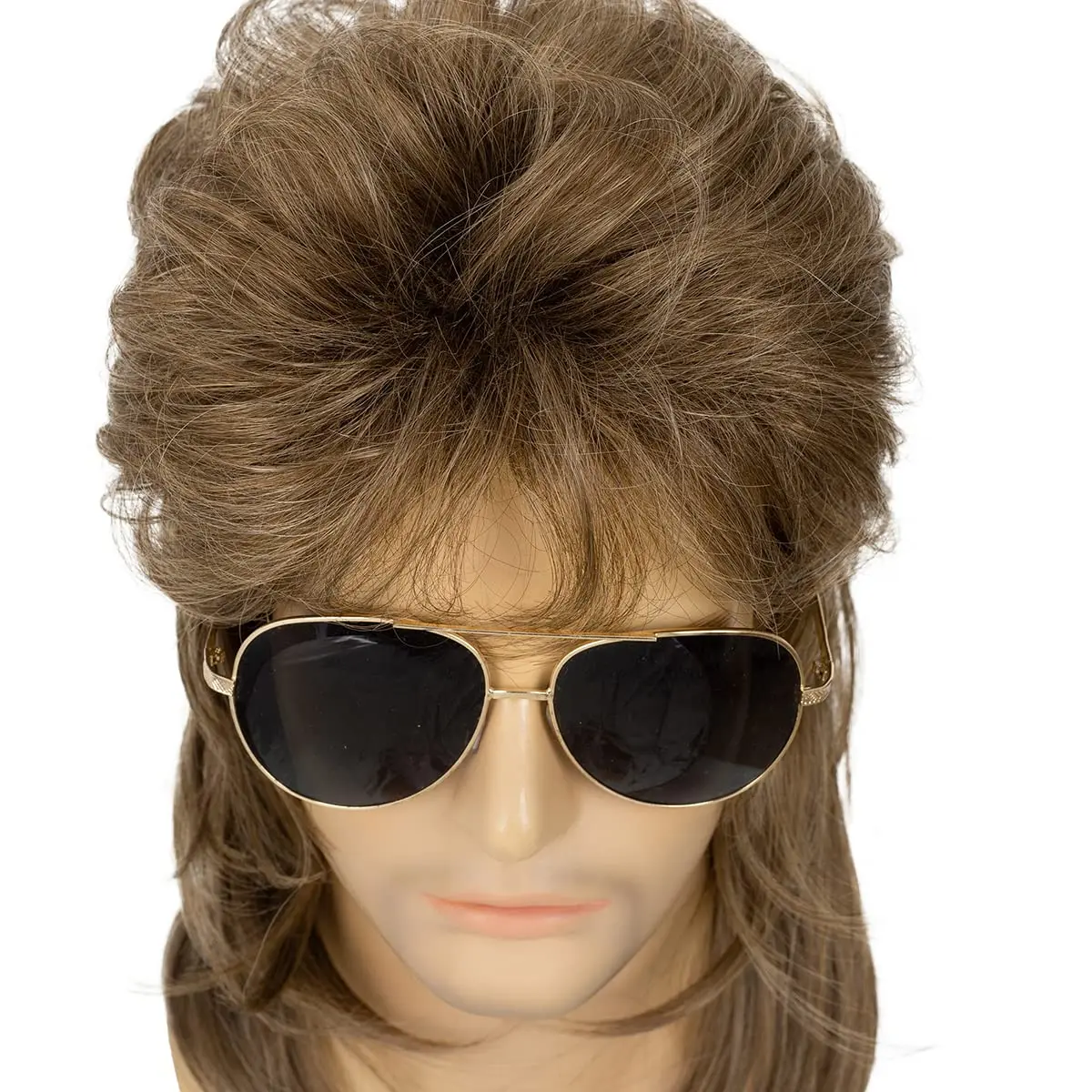 Mullet Wigs for Men Synthetic 70s 80s Costumes Mens Black Fancy Party Accessory Cosplay Hair Wig