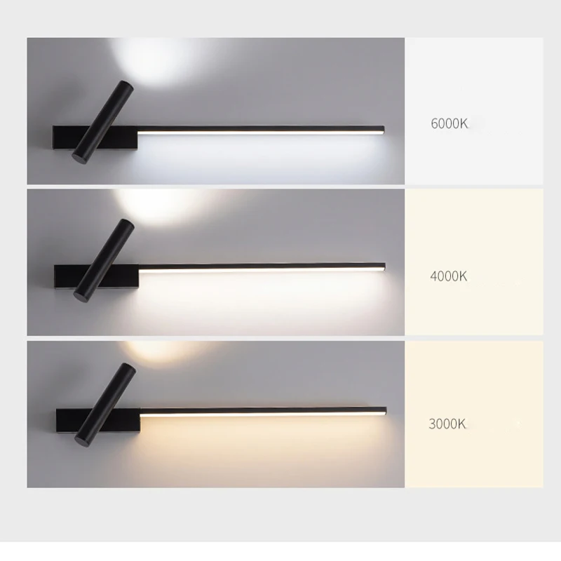 Long Strip LED Wall Lights with Rotatable Spotlight Hardwired Reading Lamp LED Wall Sconce for TV Background Corridor Bedside view 6