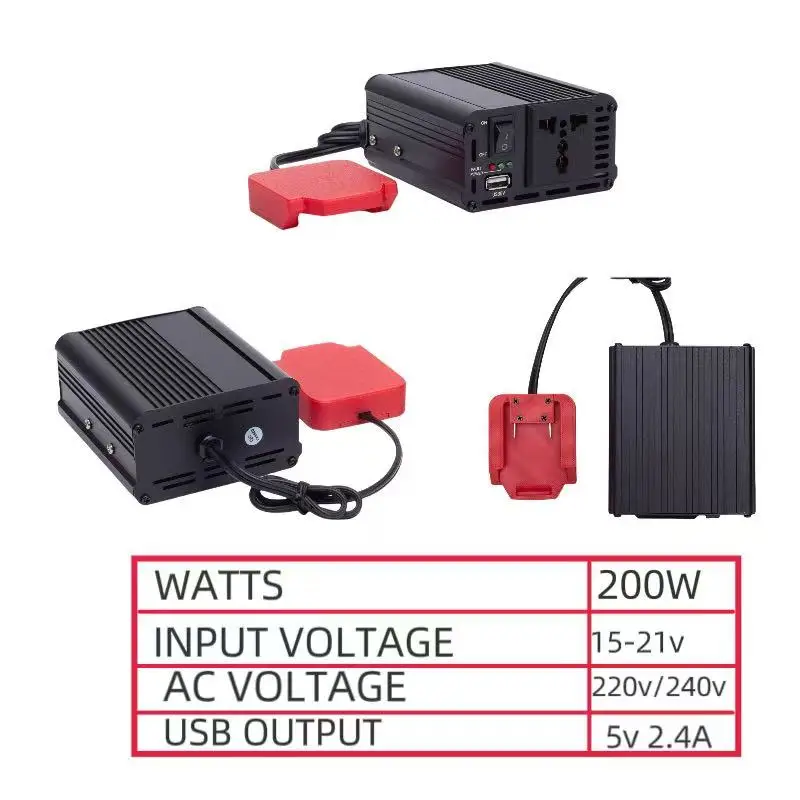 200w 220v Cordless Portable Power Inverter Adapter Fo Lidl Parkside X20V  Battery Inverter W/ USB For US/UK/AU (Tool Only)